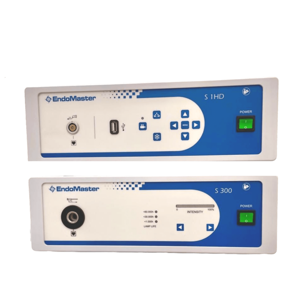 Painel da fonte de luz EndoMaster S 1HD com indicador de vida da lâmpada